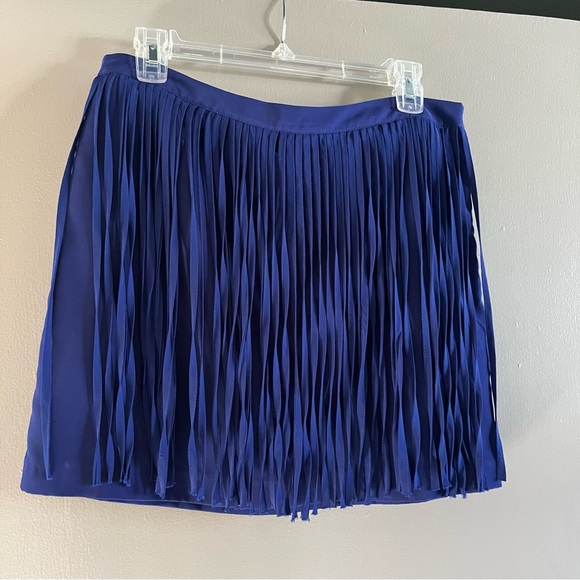 Zara Dresses & Skirts - Zara Vibrant Blue Fringe Mini Skirt